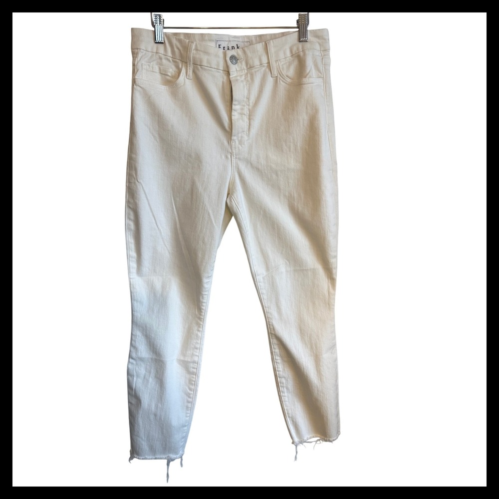 Frank & Eileen Jeans Sligo Cream High Rise Raw Hem Size‎ 31 Made in USA